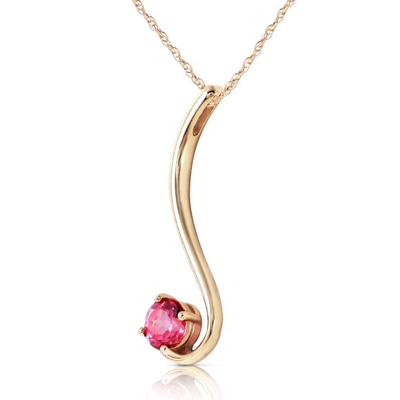 Galaxy Gold Products Jewelry - 14K. SOLID GOLD NECKLACE WITH NATURAL PINK TOPAZ